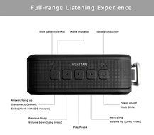 Venstar Waterproof Bluetooth Wireless Speaker, Mini Portable Handheld Super Bass 7W Drivers, TF/SD Card, 12 Hours... N5