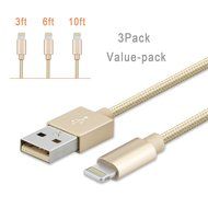 iPhone Charger, Teletrogy 3Pack 3ft 6ft 10ft Nylon Braided iPhone Charger Cable Sturdy and Tangle-Free with Aluminum...
