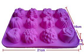 2014 Hot Sale Silicone Cake Mold Pan for Baking 12 Per Sheet Flowers Bakeware Fondant Cake Decorating Tools Wholesale... N2