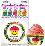 Emoji Premium Paper Cupcake Liners (32 count), No Muffin Pan Needed, Emoji Design