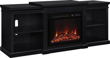 Altra Furniture Manchester TV Stand with Fireplace, 70&quot;, Black