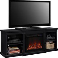 Altra Furniture Manchester TV Stand with Fireplace, 70&quot;, Black N2