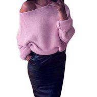 FAPIZI &hearts; Women Sweater &hearts; Womens Off Shoulder Chunky Knit Knitted Oversize Baggy Sweater Jumper Top (XL, Beige) N11