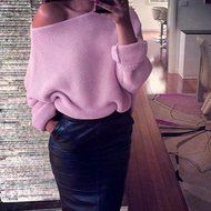 FAPIZI &hearts; Women Sweater &hearts; Womens Off Shoulder Chunky Knit Knitted Oversize Baggy Sweater Jumper Top (XL, Beige) N12
