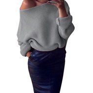 FAPIZI &hearts; Women Sweater &hearts; Womens Off Shoulder Chunky Knit Knitted Oversize Baggy Sweater Jumper Top (XL, Beige) N19