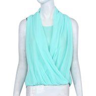 AIMTOPPY Fashion Women Chiffon Vest Sleeveless Blouse Casual Tank Tops T-Shirt (L, Green) N3