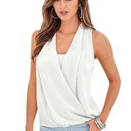 AIMTOPPY Fashion Women Chiffon Vest Sleeveless Blouse Casual Tank Tops T-Shirt (L, Green) N4