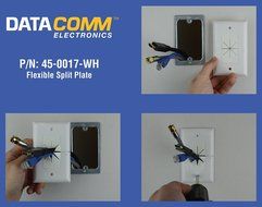 DataComm Electronics 45-0017-WH Split Style TV Plate with Flexible AV/HDMI Cable Pass-Through N4