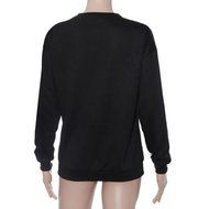 AIMTOPPY Womens Deep V-Neck T-shirt Zipper Loose Pullover Sweatshirt Blouse Long Sleeve Tops (L, Black) N5