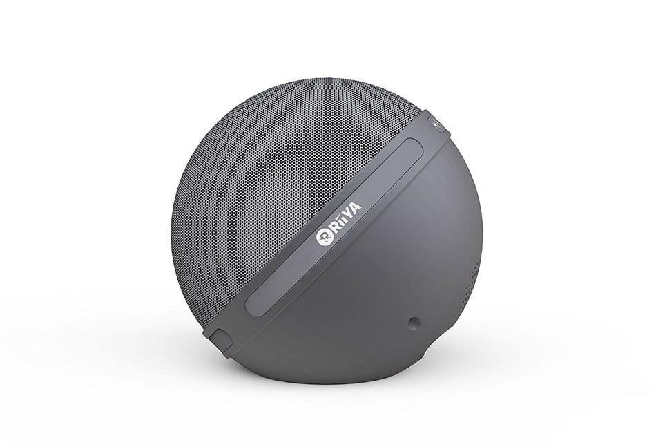 RiiYA Round Glow Portable Wireless Bluetooth 4.1 Speaker with 5 Disco LED Light & Build in Microphone - Grey