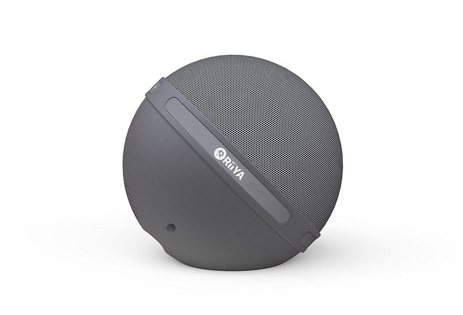 RiiYA Round Glow Portable Wireless Bluetooth 4.1 Speaker with 5 Disco LED Light & Build in Microphone - Grey N2