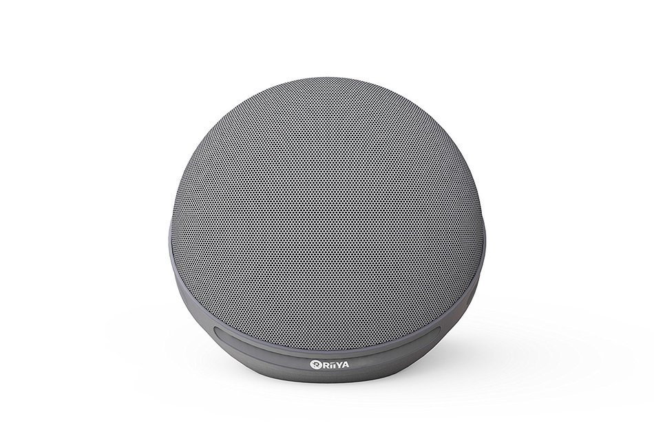 RiiYA Round Glow Portable Wireless Bluetooth 4.1 Speaker with 5 Disco LED Light & Build in Microphone - Grey N3