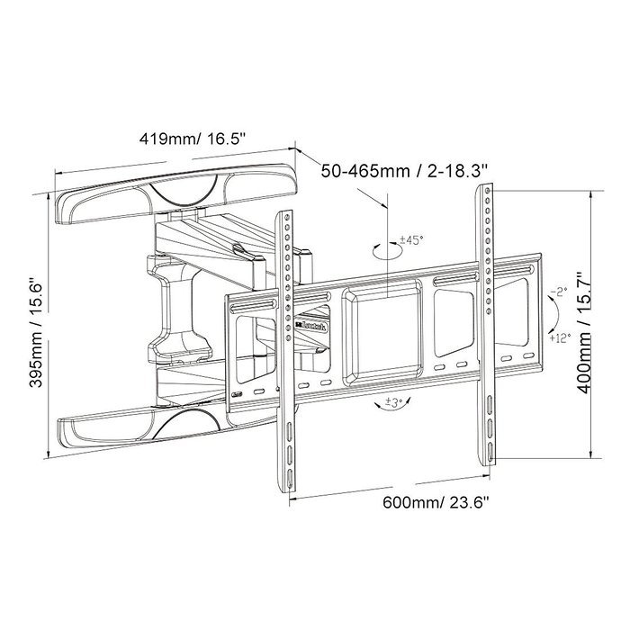Loctek TV Wall Mount Bracket 42-70" Full Motion Interactive swivel tilt Articulating LCD LED VESA 600x400 N5