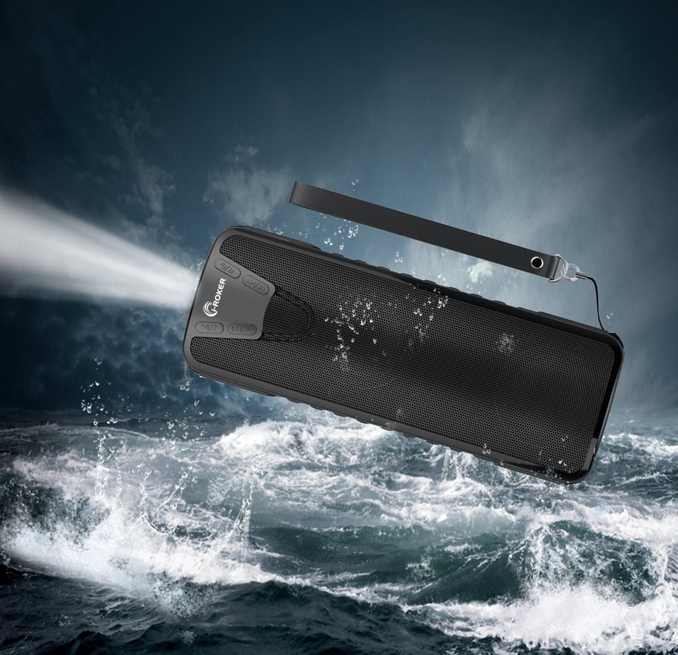 "POWKER" Bluetooth V4.0 Wireless Stereo Waterproof Outdoor Shower Speaker ,20 hours Play Time with USB Power Output...