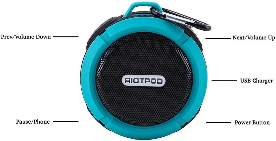 Wireless Waterproof Bluetooth Speaker for the Outdoors/ Shower from Riotpod offers Portable High Quality Sound... N3