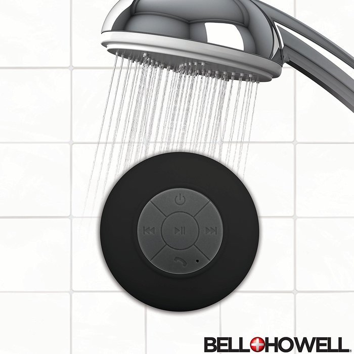 Bell + Howell Waterproof Wireless Bluetooth Shower Speaker & Hands-free Speakerphone (Black)