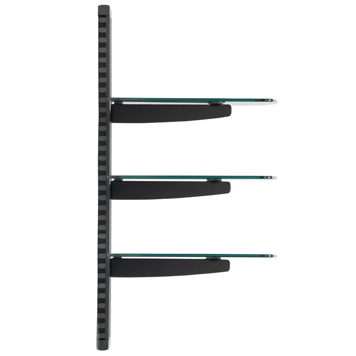 VonHaus 3x Black Floating Shelves with Strengthened Tempered Glass for