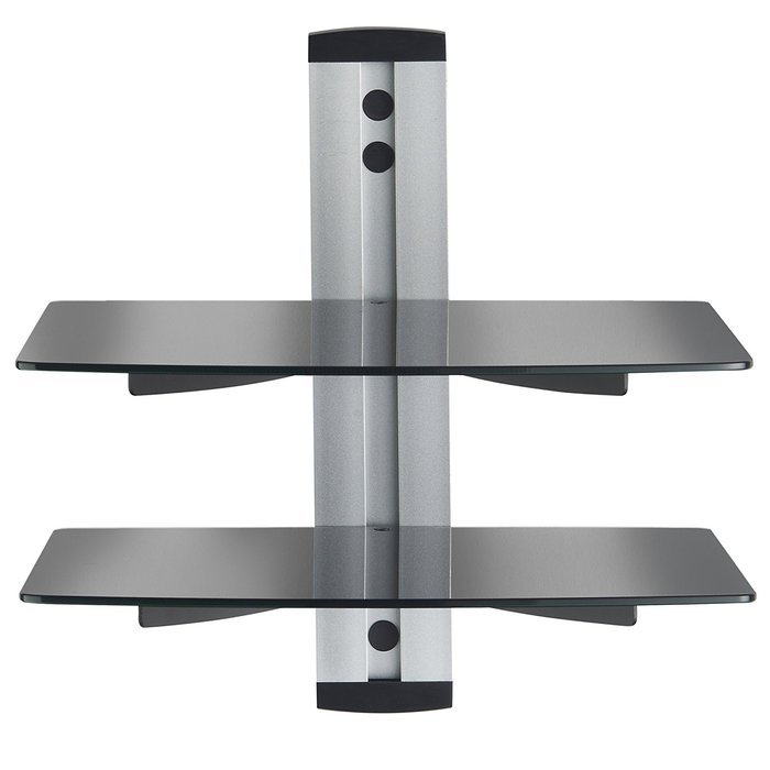 VonHaus 3x Black Floating Shelves with Strengthened Tempered Glass for DVD Players/Cable Boxes/Games Consoles/... N16