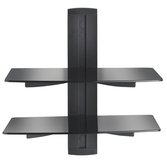 VonHaus 3x Black Floating Shelves with Strengthened Tempered Glass for DVD Players/Cable Boxes/Games Consoles/... N22
