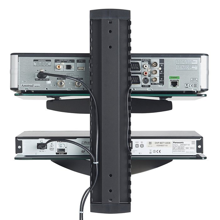 VonHaus 3x Black Floating Shelves with Strengthened Tempered Glass for DVD Players/Cable Boxes/Games Consoles/... N25