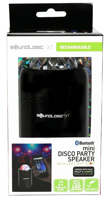 SoundLogic XT Mini Bluetooth Dance Party Speaker with Disco Lights, Black N3
