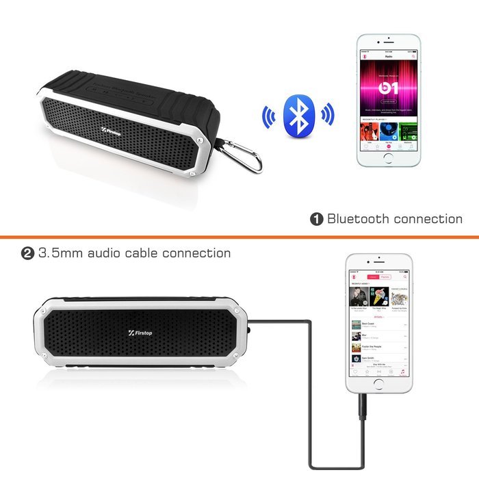 Firstop Waterproof Speakers, Portable Bluetooth V4.1 Speakers, Wireless Bluetooth Speaker with 2&times;5W Drivers, 12... N16