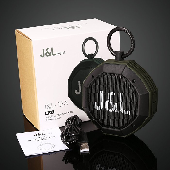 J&L-12A Portable Wireless Bluetooth Outdoor speaker with IPX7 Waterproof Function (Army Green) N6