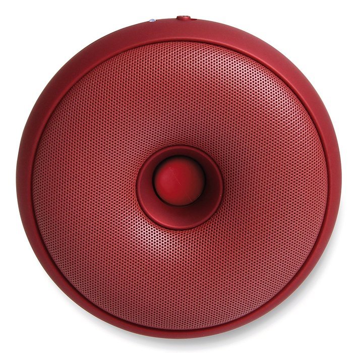 Lexon HOOP portable, rechargeable Bluetooth speaker in a Metallic Red Finish