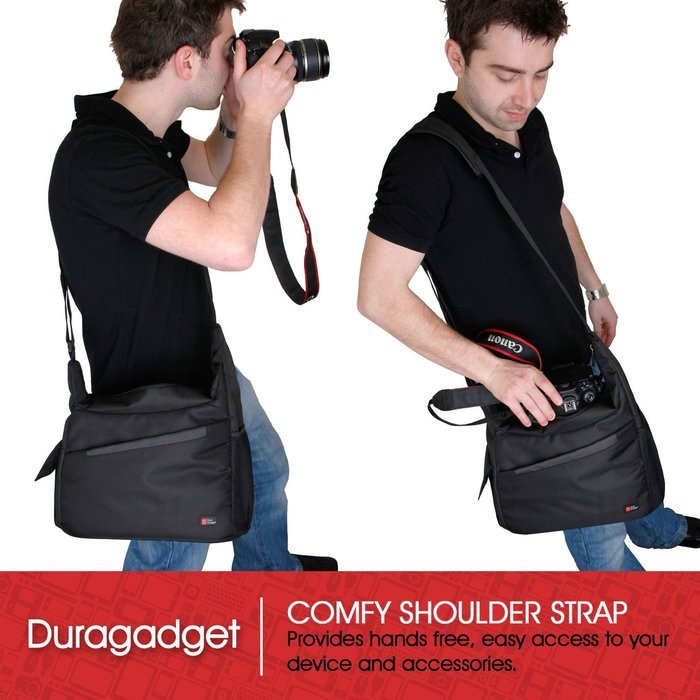 DURAGADGET Premium Quality Shoulder 'Sling' Bag in Black & Orange for the NEW Skullcandy Air Raid / Ambush / Shrapnel... N5