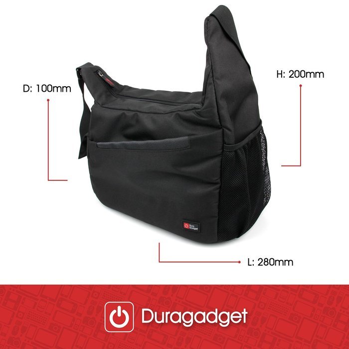 DURAGADGET Premium Quality Shoulder 'Sling' Bag in Black & Orange for the NEW Skullcandy Air Raid / Ambush / Shrapnel... N6