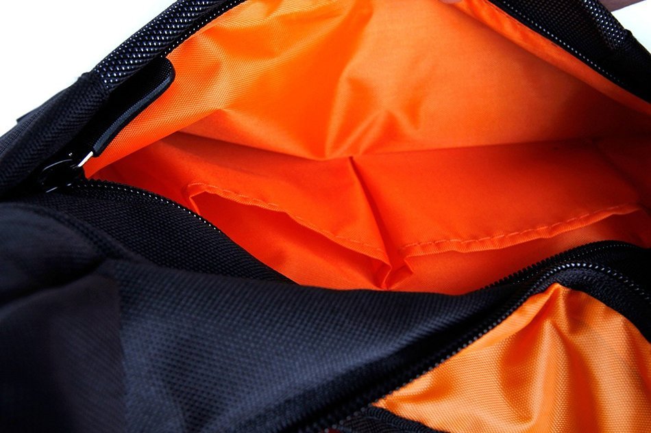 DURAGADGET Premium Quality Shoulder 'Sling' Bag in Black & Orange for the NEW Skullcandy Air Raid / Ambush / Shrapnel... N7