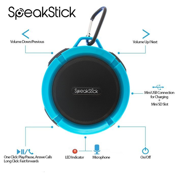 Bluetooth Shower Speaker SpeakStick PRO with, Listen to Music & Receive Phone Calls Anywhere , Powerful 5W Speaker... N6