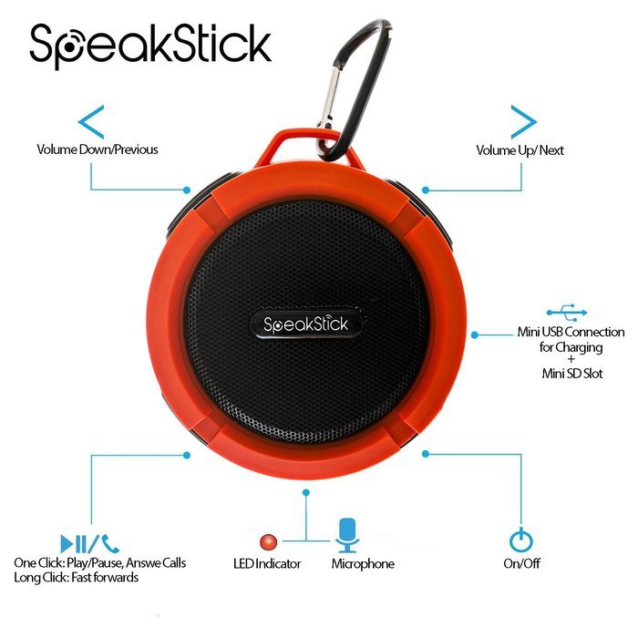 Bluetooth Shower Speaker SpeakStick PRO with, Listen to Music & Receive Phone Calls Anywhere , Powerful 5W Speaker... N14