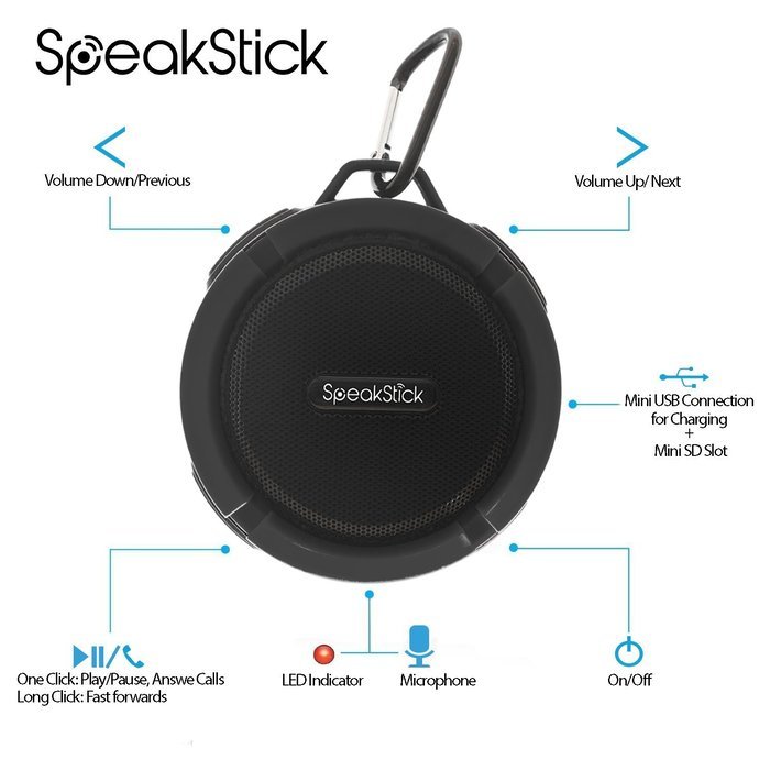 Bluetooth Shower Speaker SpeakStick PRO with, Listen to Music & Receive Phone Calls Anywhere , Powerful 5W Speaker... N29
