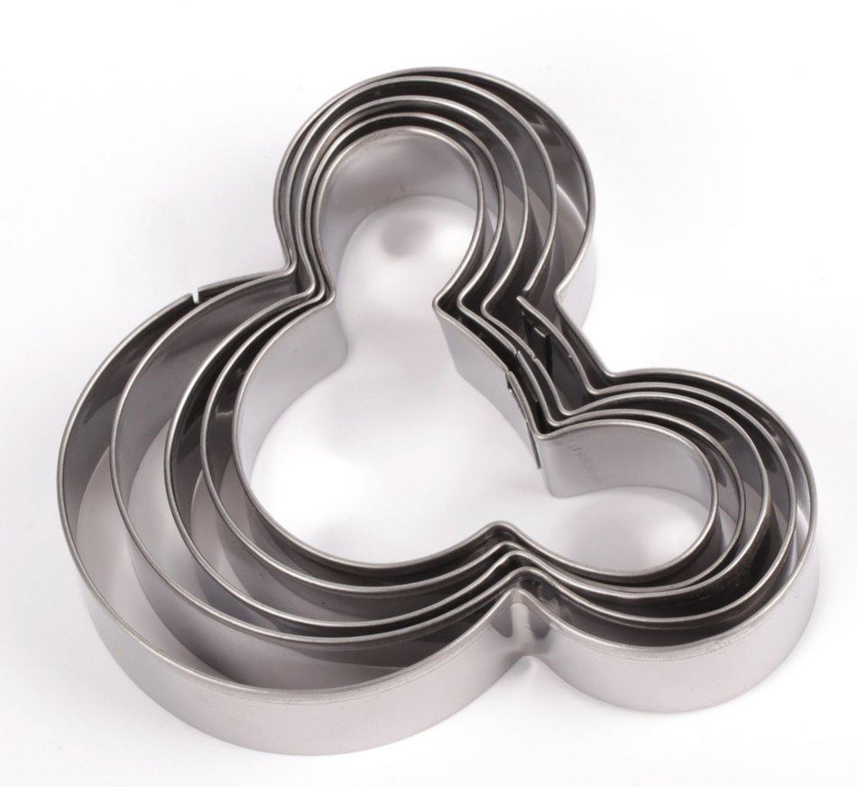 Home Value Mickey Mouse Face Shape Cookie Cutter, 5pc Set (COOKIECUTYPRHB2001) Silver
