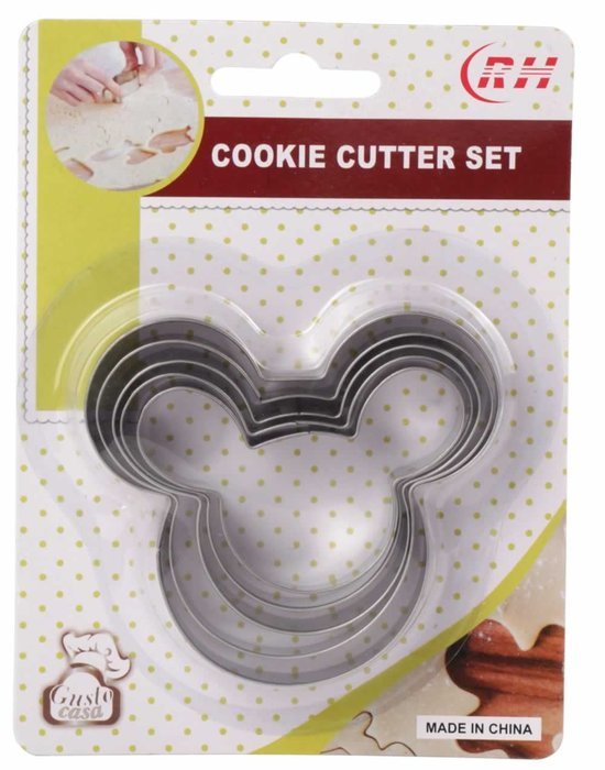 Home Value Mickey Mouse Face Shape Cookie Cutter, 5pc Set (COOKIECUTYPRHB2001) Silver N2