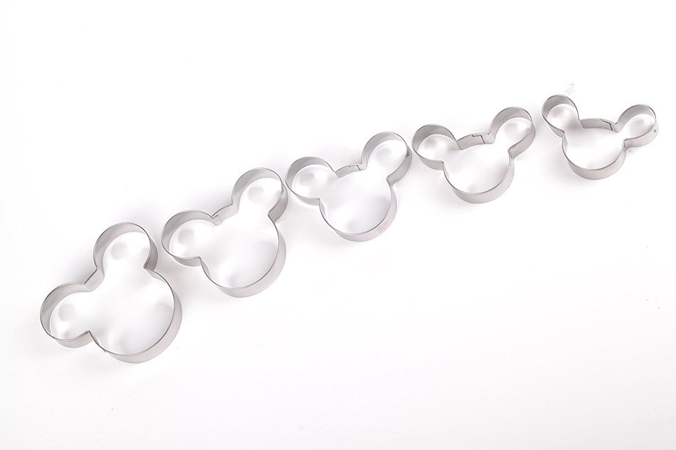 Home Value Mickey Mouse Face Shape Cookie Cutter, 5pc Set (COOKIECUTYPRHB2001) Silver N3