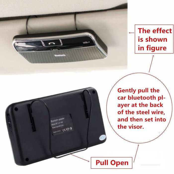 Farmunion Car Kit Clip Hands Free Multipoint Wireless Bluetooth 4.0 Speakerphone Speaker N2