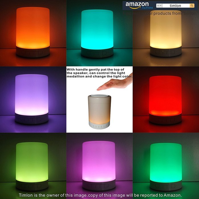 Timlon Wireless Bluetooth Speaker with Stereo Sound and LED Light - White N2