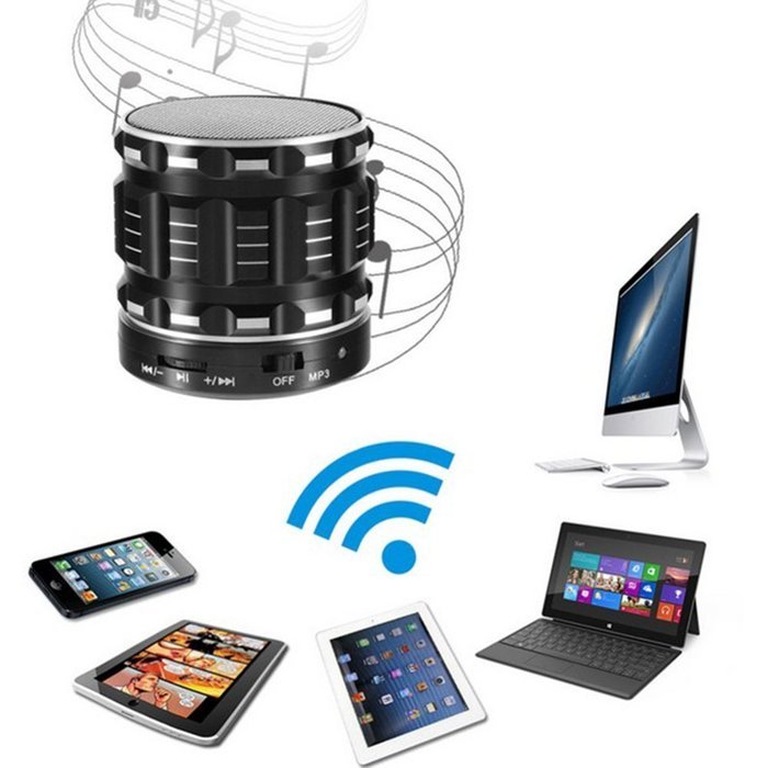 SYDT S-28 Portable Wireless Metal Steel Stereo Speaker with Fm Radio Support TF Micro SD Card for Iphone iPad... N3