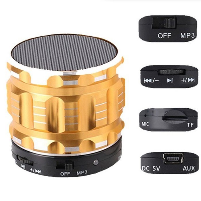 SYDT S-28 Portable Wireless Metal Steel Stereo Speaker with Fm Radio Support TF Micro SD Card for Iphone iPad... N22