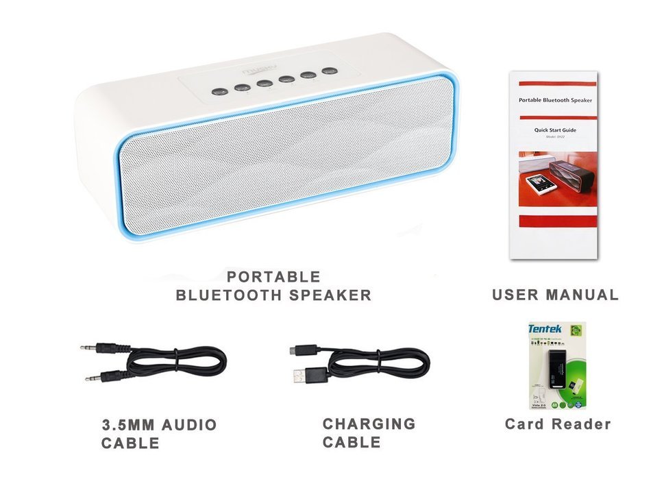 Portable Bluetooth Stereo Speaker, with 2x5W Acoustic Drivers, Dual Subwoofer, FM Radio, Handsfree Speakerphone... N9