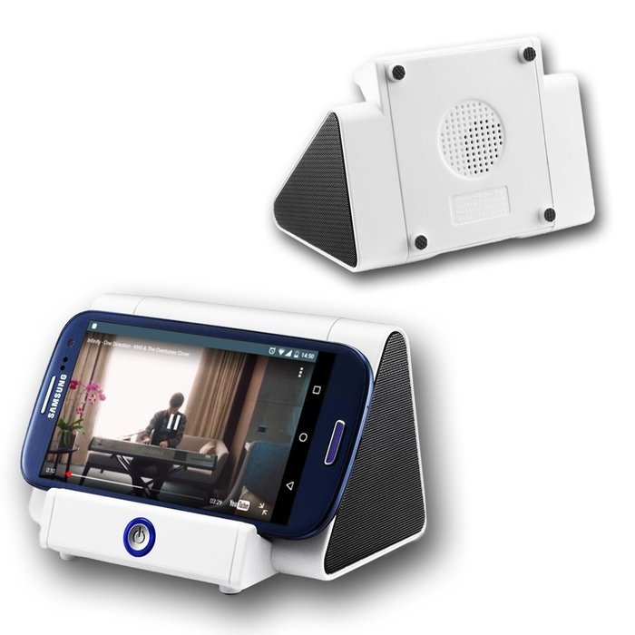 Indigi Universal Magic Induction Boost Wireless Mini Speaker Stand - 750mAh - Matte White