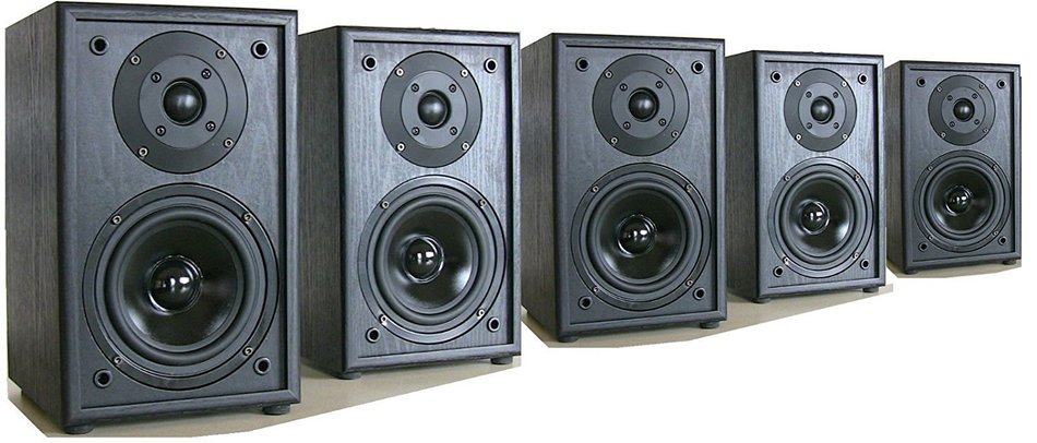 5 x BLACK JMax 300 Watts Total, 2 Way Bookshelf Speakers Stereo Home Theatre
