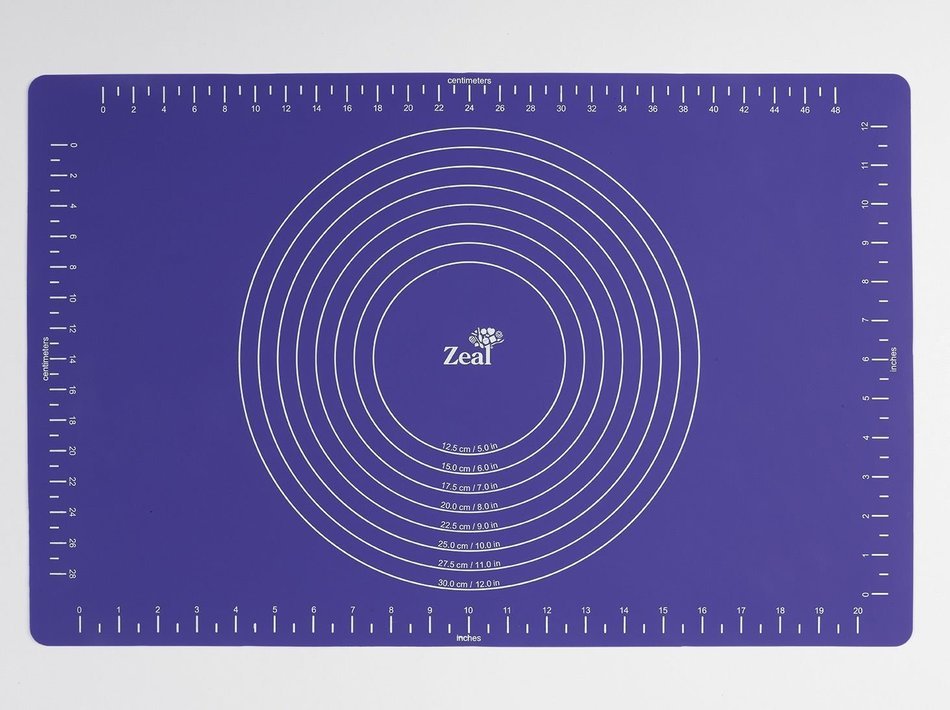 Blue Silicone Pastry Mat With Measurements - Roll Up To Store