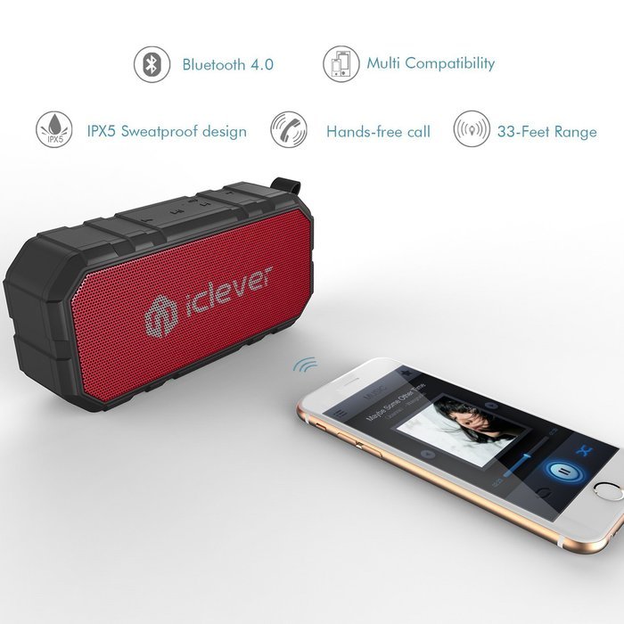 iClever BoostSound Sport Portable Bluetooth Speaker (BTS06), IPX5 Water resistant Wireless Speaker for iPhone,... N4