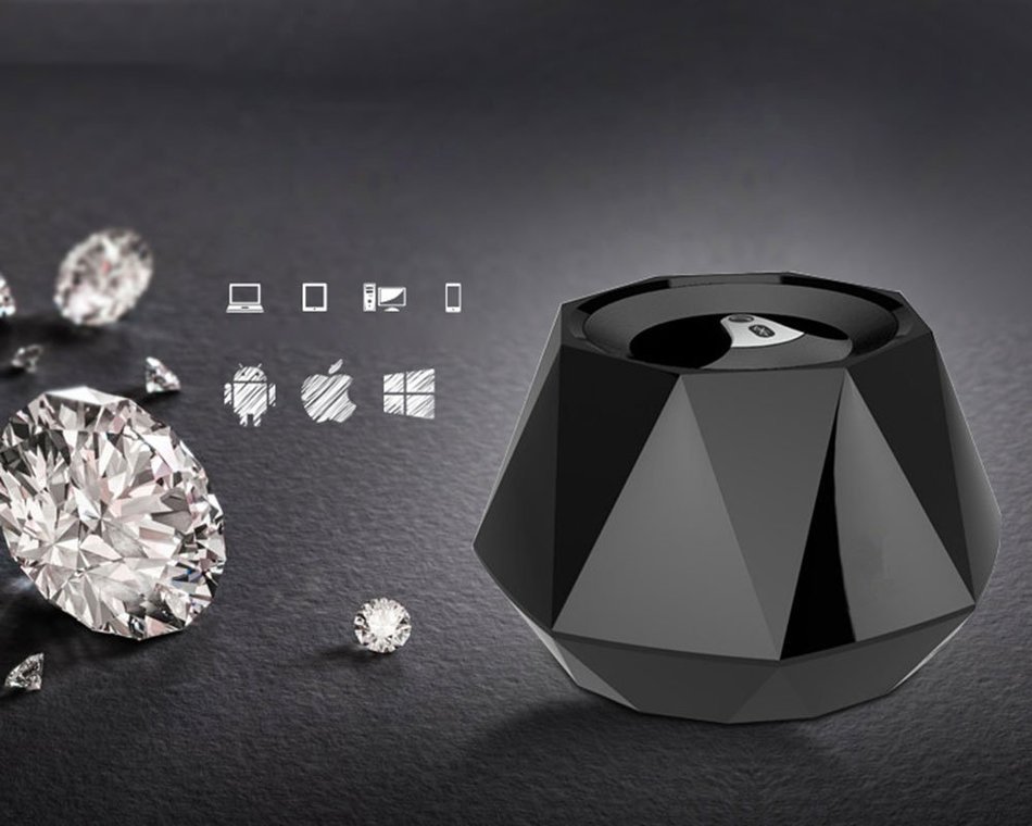 Niceshop&reg; Mini High-end Stereo Diamond Bluetooth Speaker with Built-in Microphone for Hands-Free Phone (Black) N4
