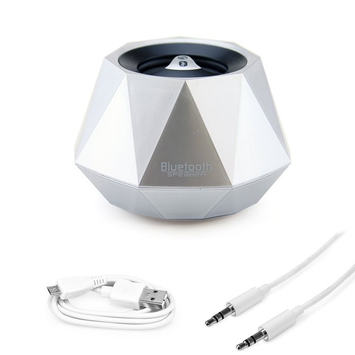 Niceshop&reg; Mini High-end Stereo Diamond Bluetooth Speaker with Built-in Microphone for Hands-Free Phone (Black) N12