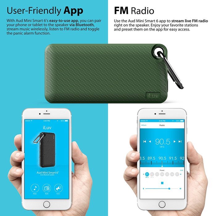 Aud Mini by iLuv (Ultra Slim Pocket-Sized Portable Bluetooth Speaker) for Apple iPhone, Apple iPad, Samsung GALAXY... N17