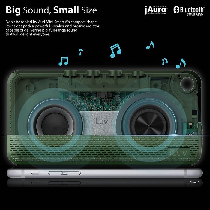 Aud Mini by iLuv (Ultra Slim Pocket-Sized Portable Bluetooth Speaker) for Apple iPhone, Apple iPad, Samsung GALAXY... N21